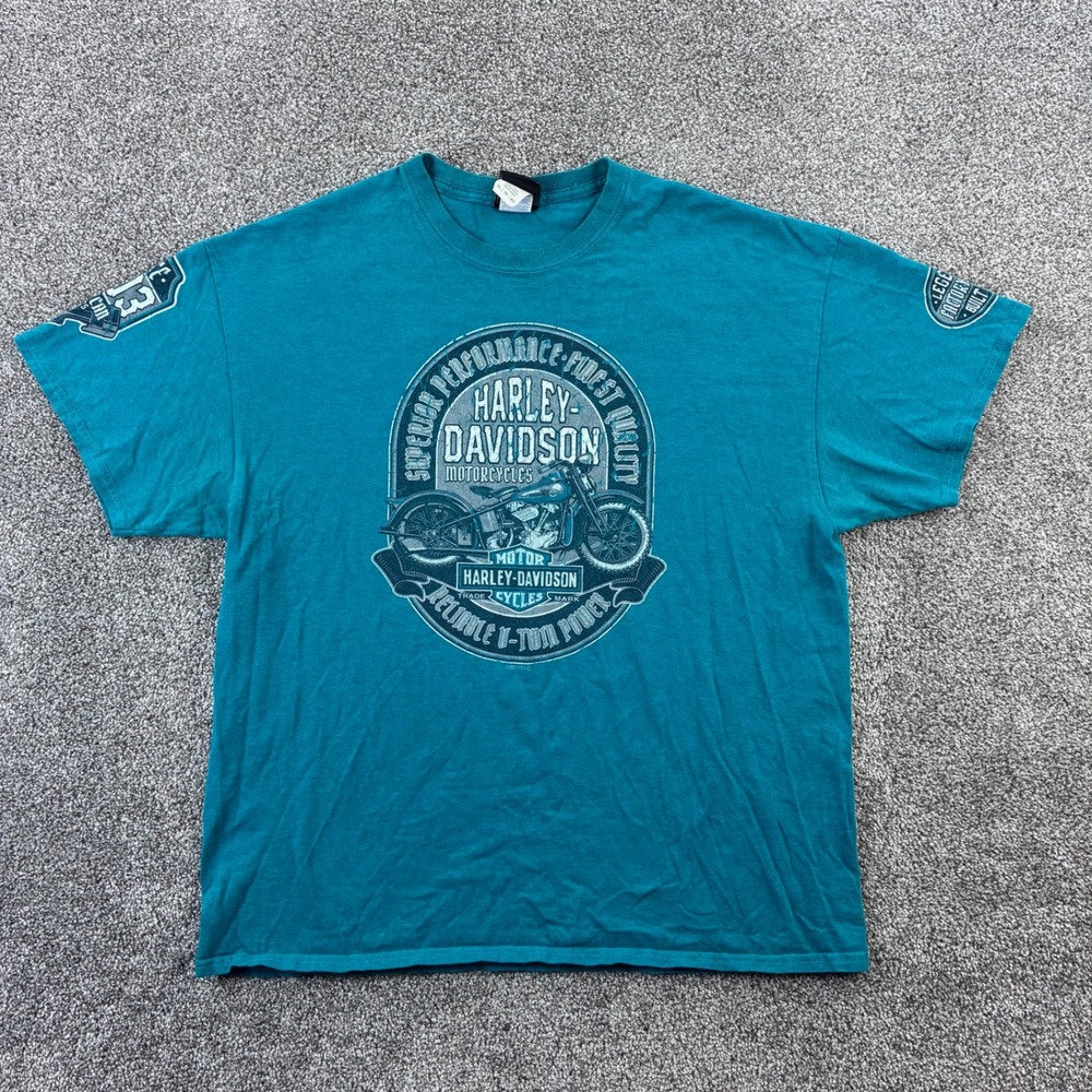 Vintage Y2k Harley Davidson Shirt Mens XL Teal Hillbilly Gatlinburg TN Biker